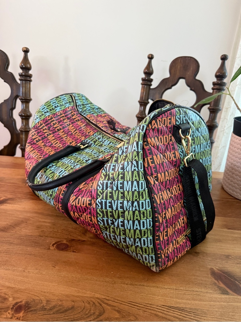 Steve Madden Rainbow Logo Travel Duffel